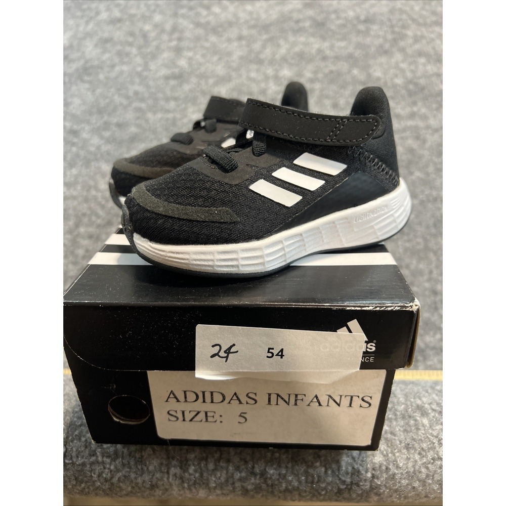 NWT Adidas Duramo SL Toddler Running Shoes Black White GW2237 Size 5K NIB